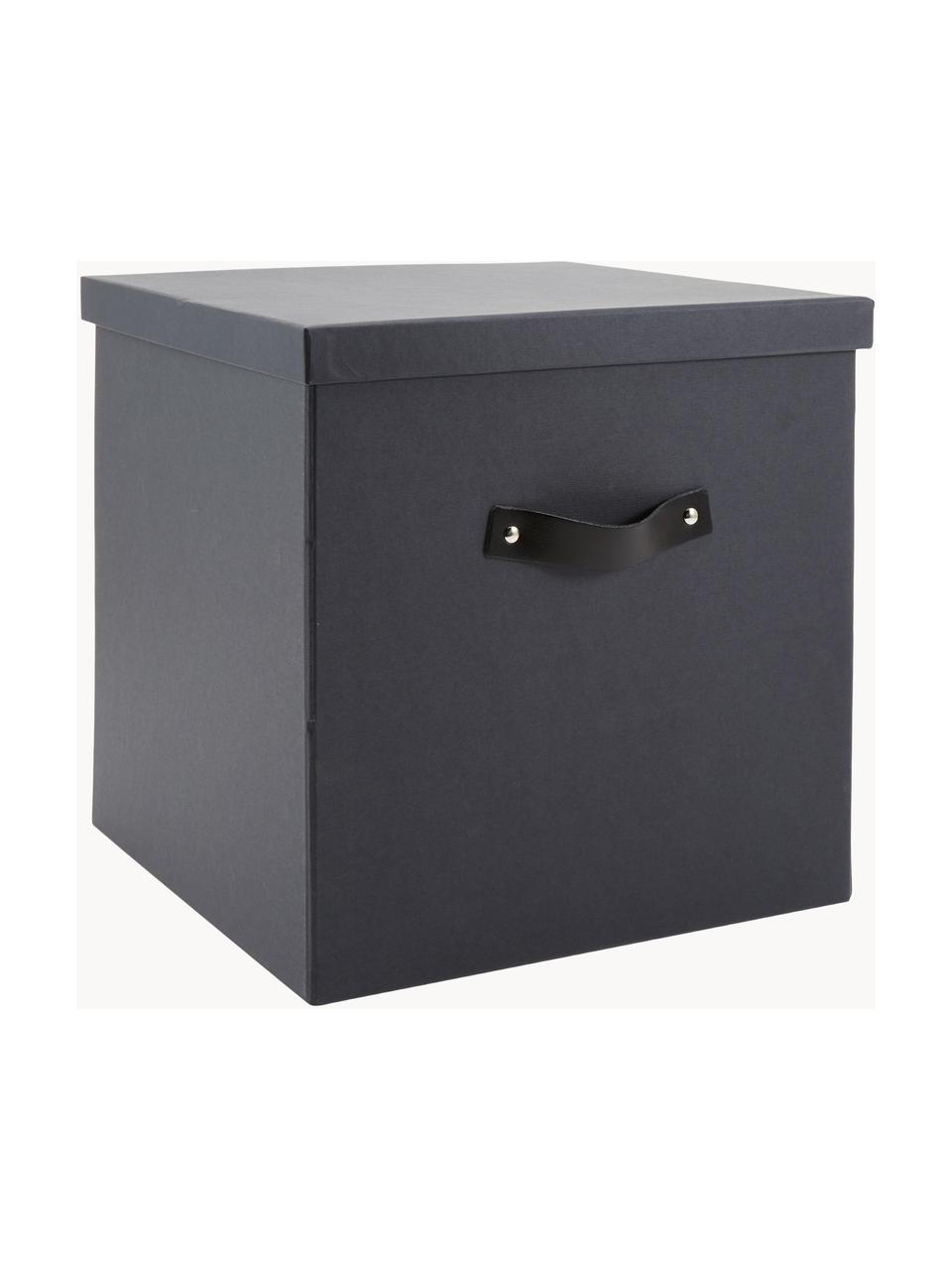 Caja Texas, Caja: cartón laminado, Asa: cuero, Gris antracita, An 32 x Al 32 cm