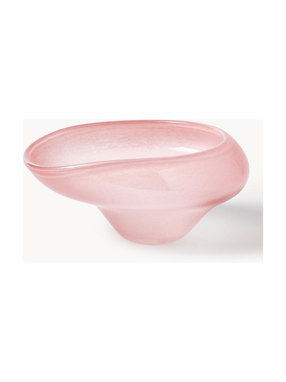 Bol decorativo artesanal de vidrio Ashley, Vidrio, Rosa pálido transparente, Ø 26 x Al 13 cm