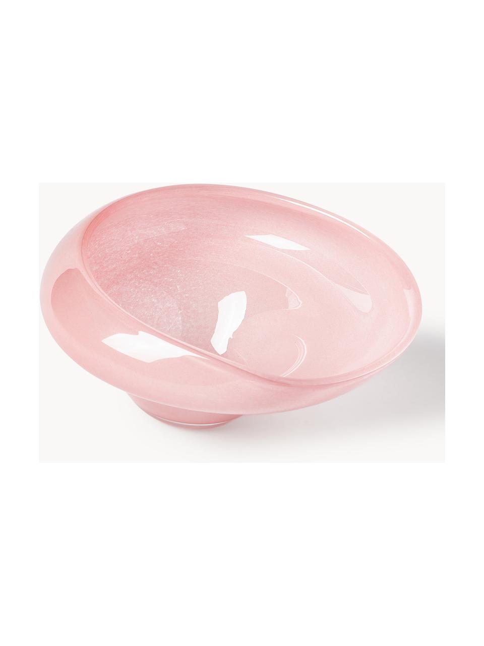 Bol decorativo artesanal de vidrio Ashley, Vidrio, Rosa pálido transparente, Ø 26 x Al 13 cm