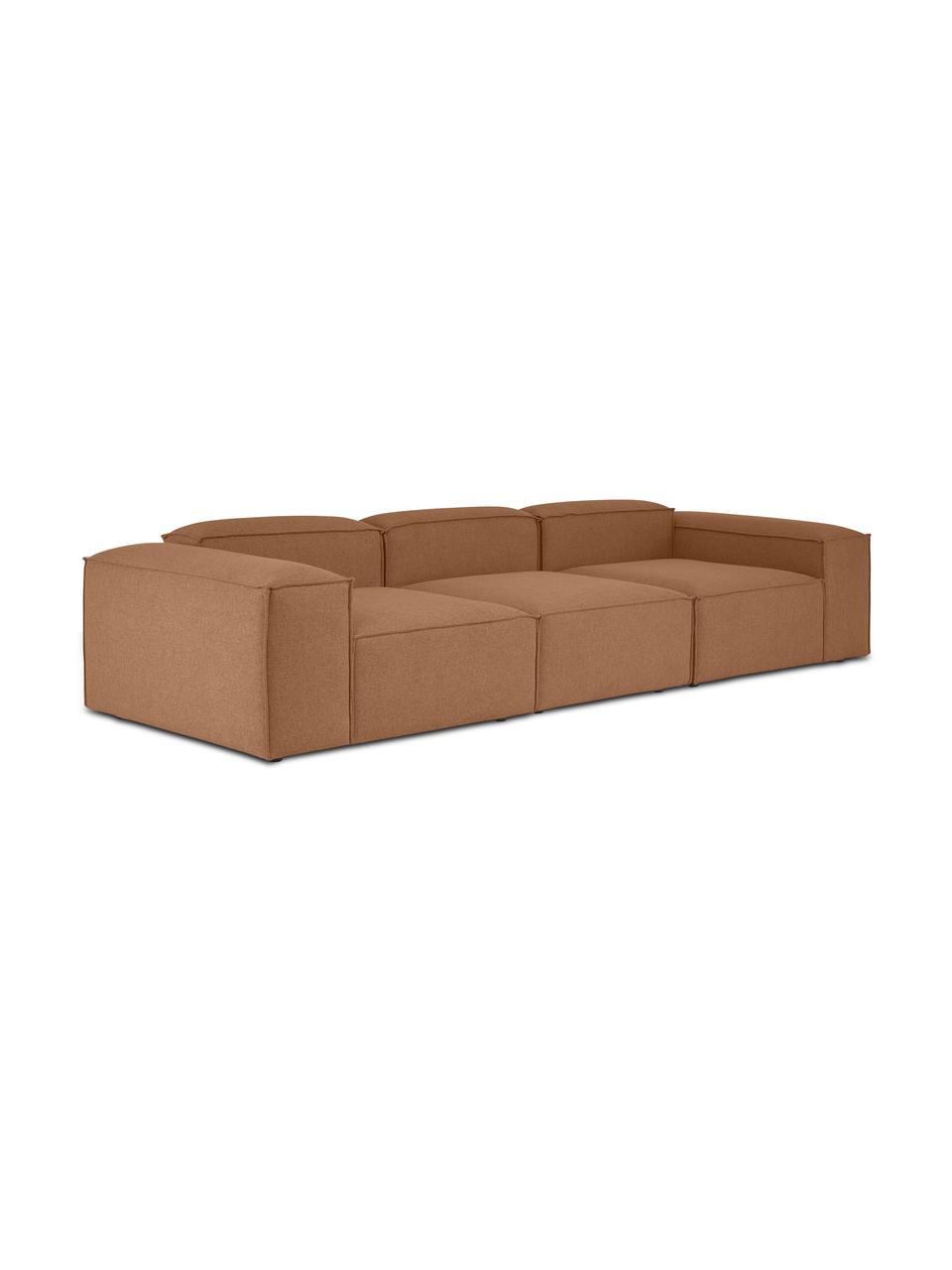 Modulares 4-Sitzer Sofa Dylan in Nougat, Bezug: 100% Polyester Der strapa, Gestell: Massives Kiefernholz, Spe, Braun, B 335 cm x T 113 cm