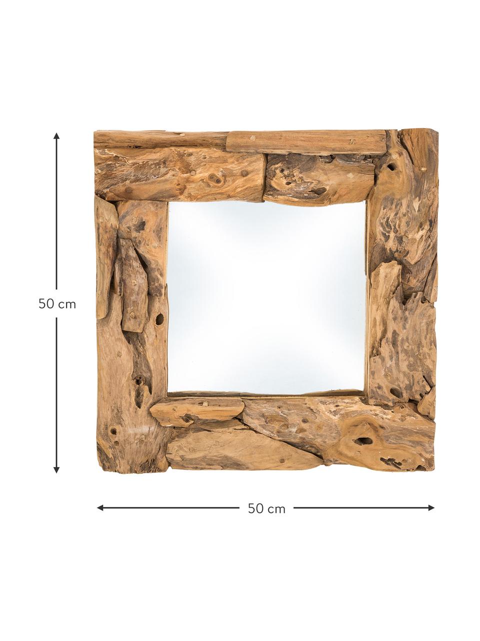 Specchio con cornice in legno di teak Noah, Cornice: legno di teak, Teak, Larg. 50 x Alt. 50 cm