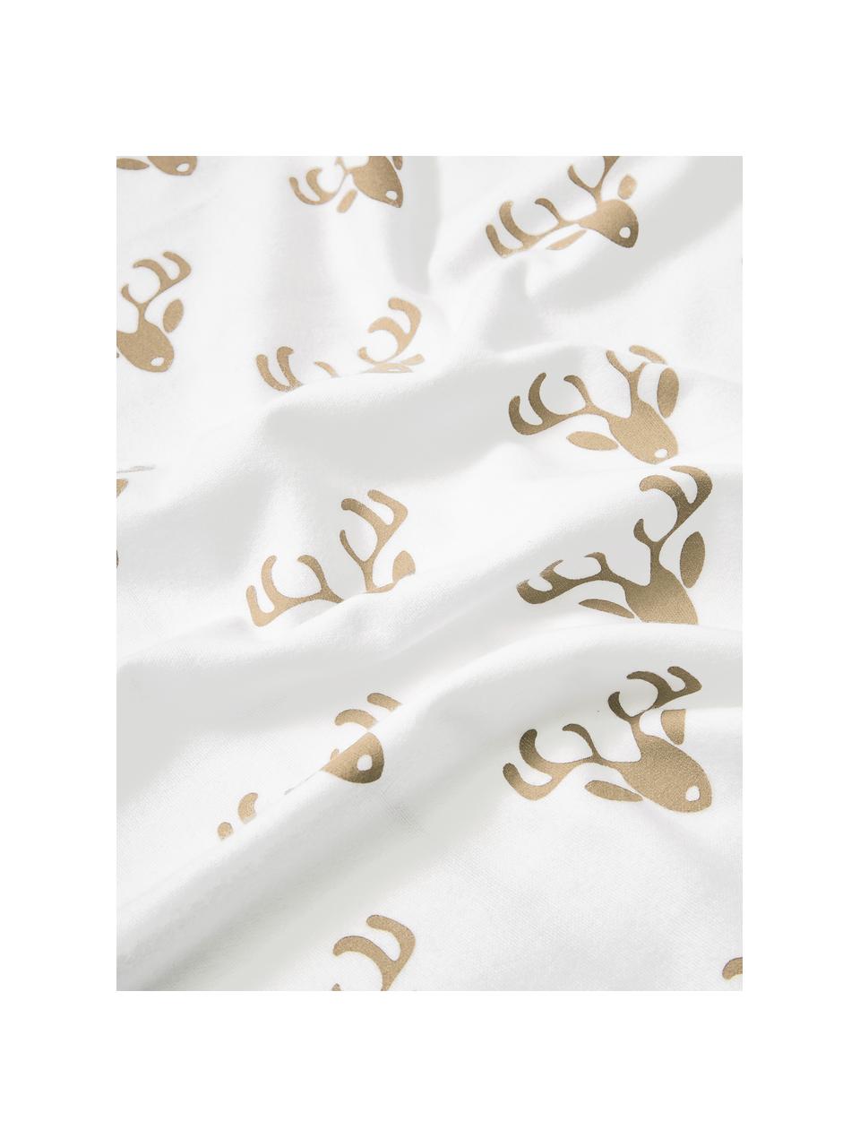 Housse de couette réversible en flanelle à motif hivernal Vince, Blanc, beige, larg. 200 x long. 200 cm