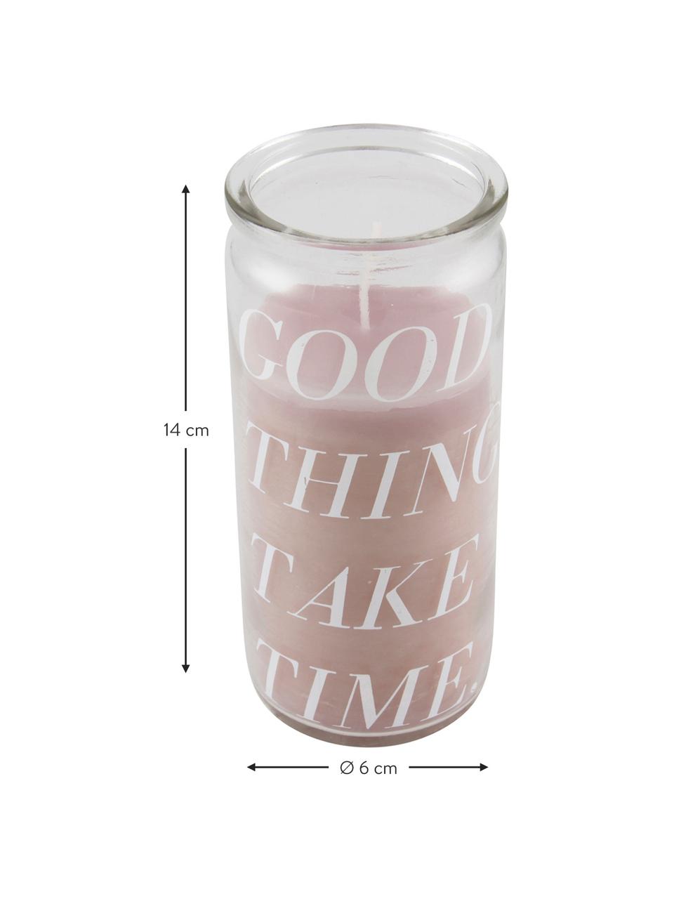 Kaars Good Things, Glas, was, Transparant, roze, Ø 6 x H 14 cm