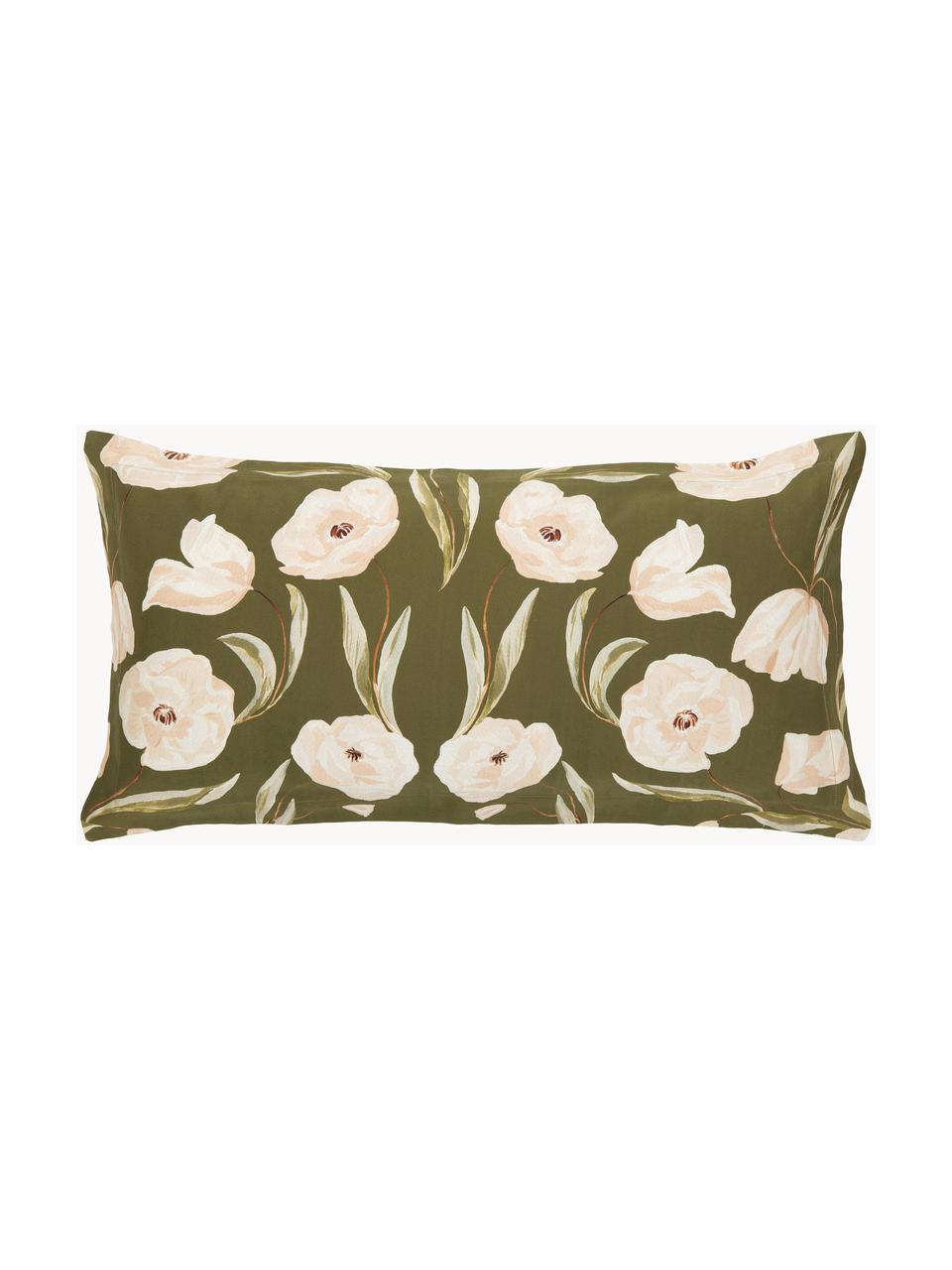 Funda de almohada de satén de algodón ecológico Aimee, diseño Candice Gray, Verde, beige, An 45 x L 85 cm