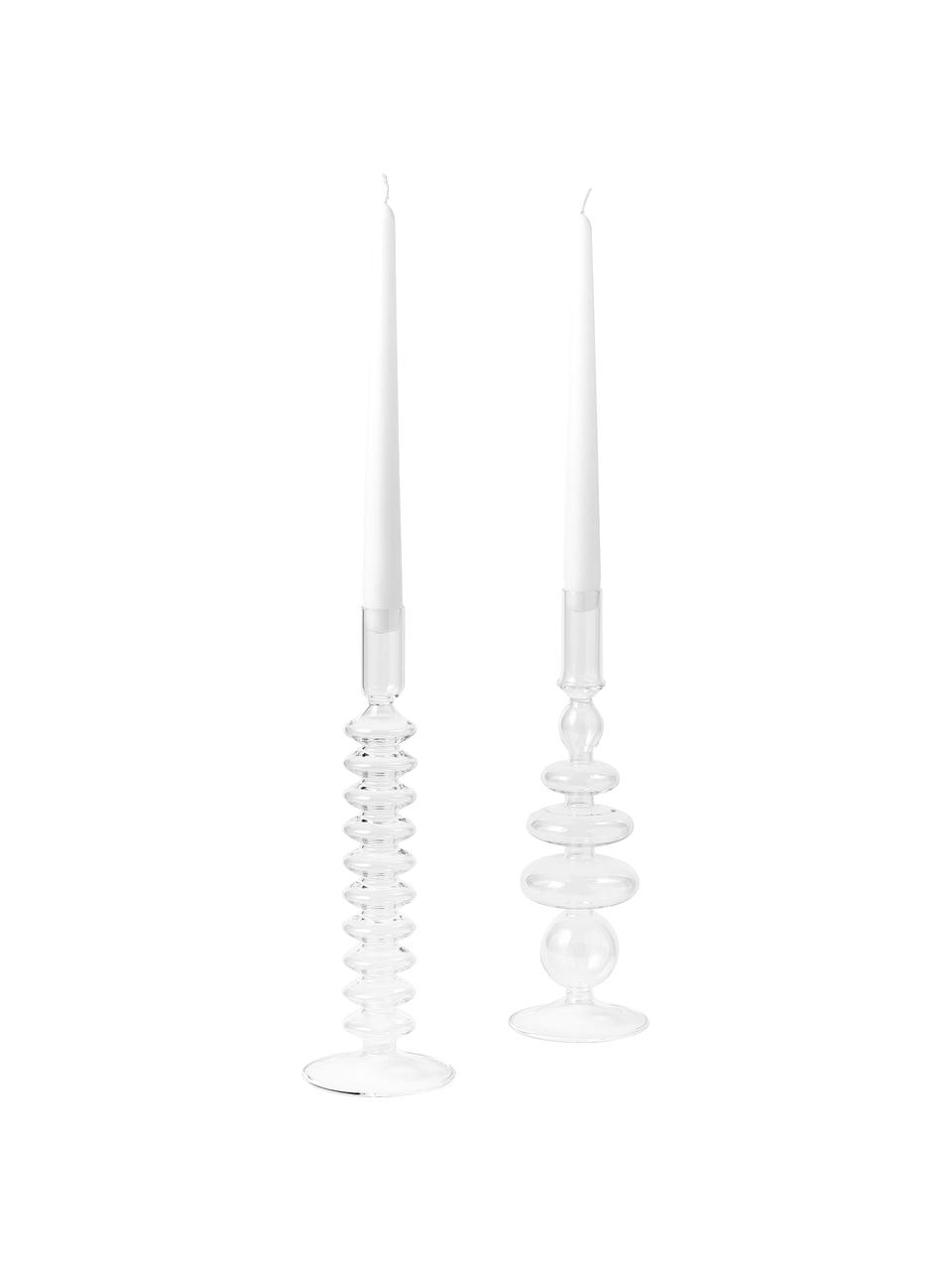 Kerzenhalter Clea, 2er-Set, Glas, Transparent, Set mit verschiedenen Größen