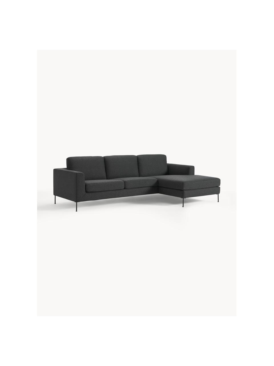 Ecksofa Cucita (3-Sitzer), Bezug: Webstoff (100% Polyester), Gestell: Massives Kiefernholz, Webstoff Anthrazit, B 262 x T 163 cm, Eckteil links