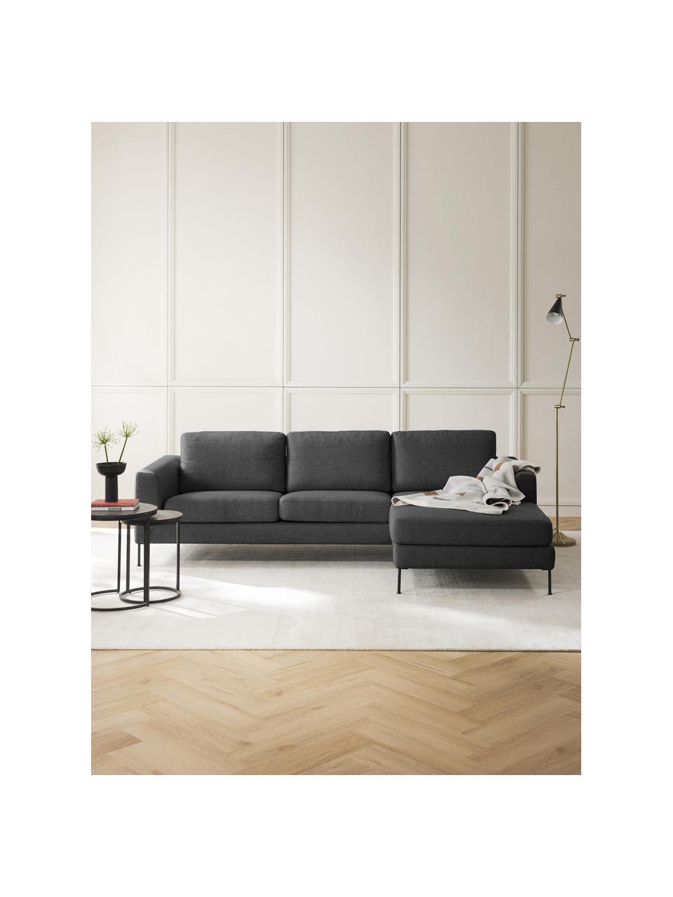 Ecksofa Cucita (3-Sitzer), Bezug: Webstoff (100% Polyester), Gestell: Massives Kiefernholz, Webstoff Anthrazit, B 262 x T 163 cm, Eckteil links