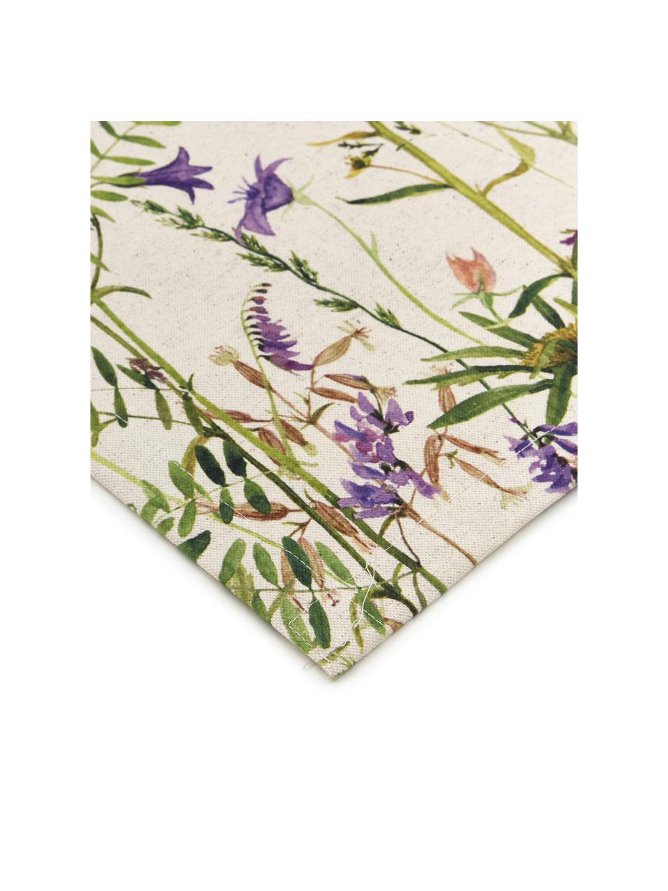 Tafelloper Biene met bloemen motief, 85% katoen, 15% linnen, Beige, multicolour, B 40 x L 145 cm