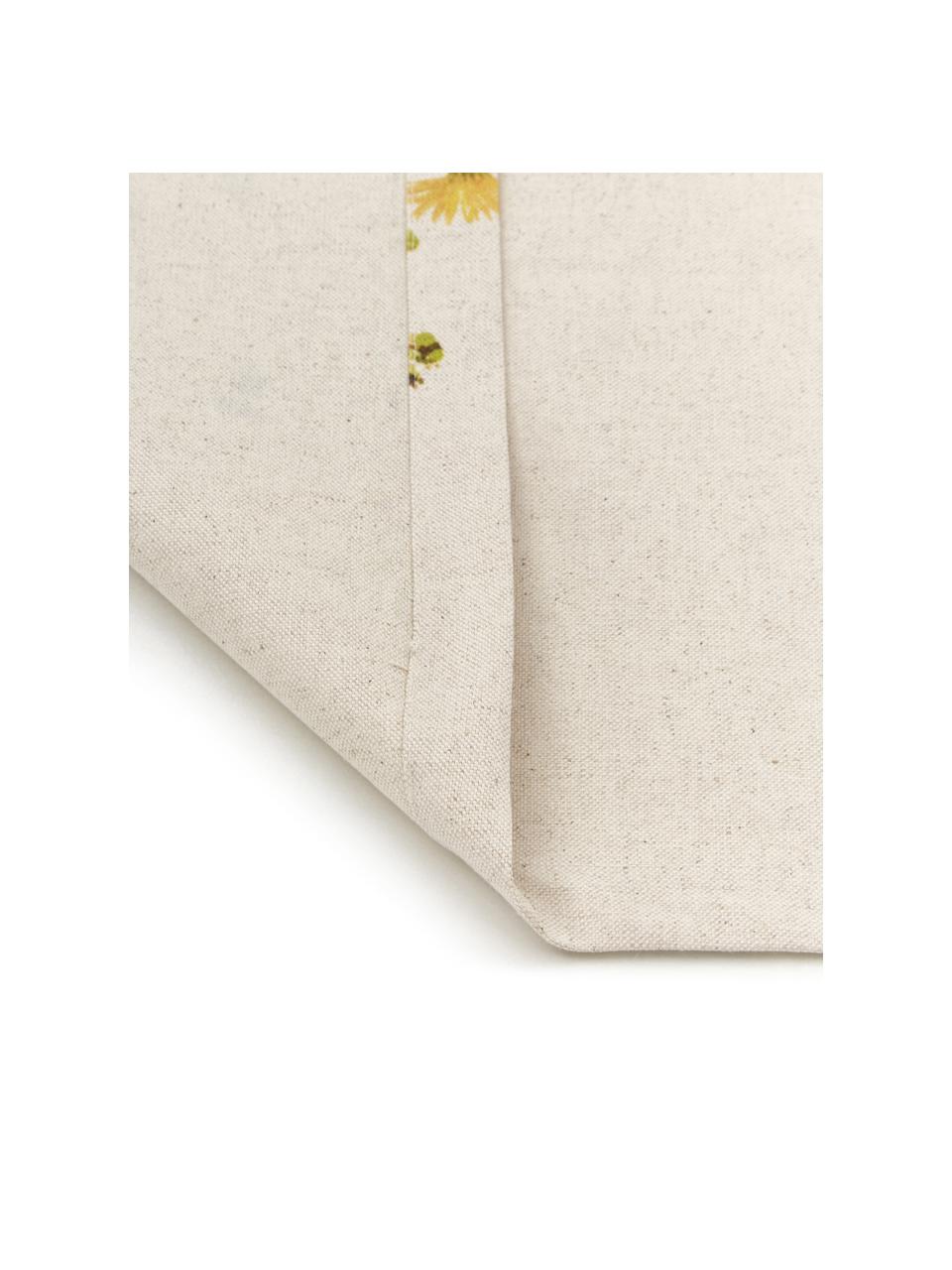Chemin de table en tissu Biene, 85 % coton, 15 % lin, Beige, jaune, noir, larg. 40 x long. 145 cm