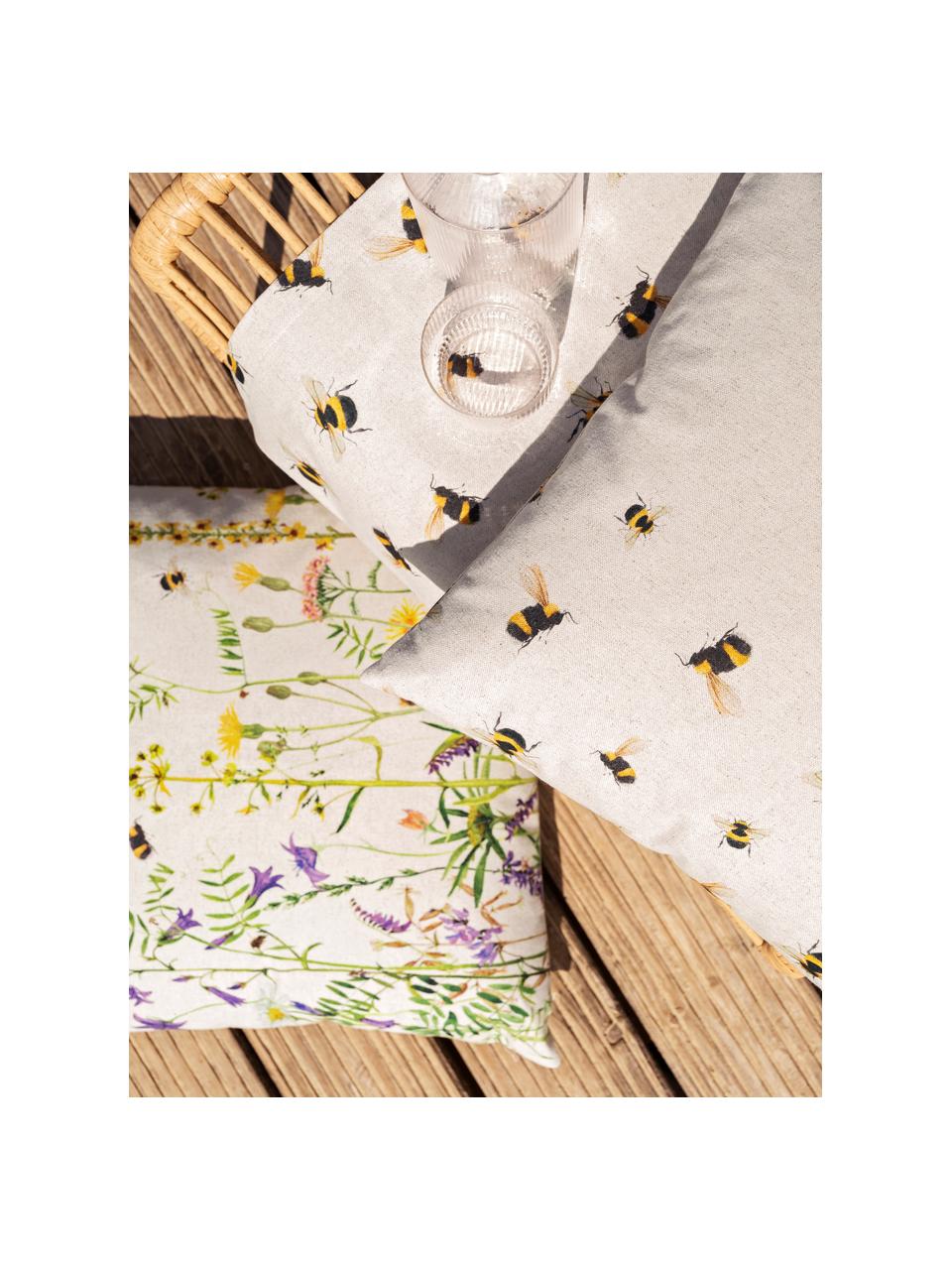 Tafelloper Biene met bloemen motief, 85% katoen, 15% linnen, Beige, multicolour, B 40 x L 145 cm