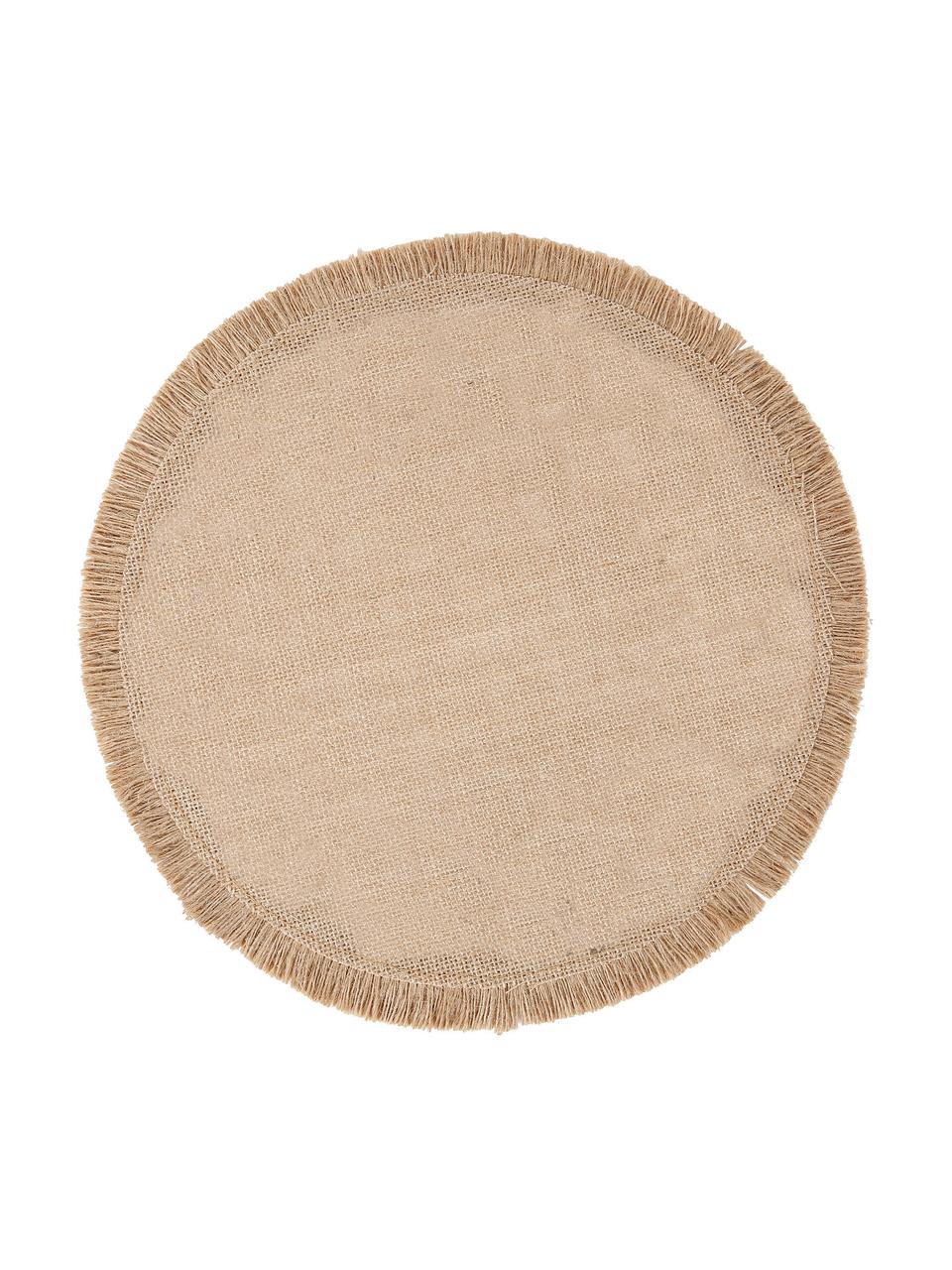 Runde Jute-Tischsets Solor, 4 Stück, Jute, Beige, Ø 38 cm