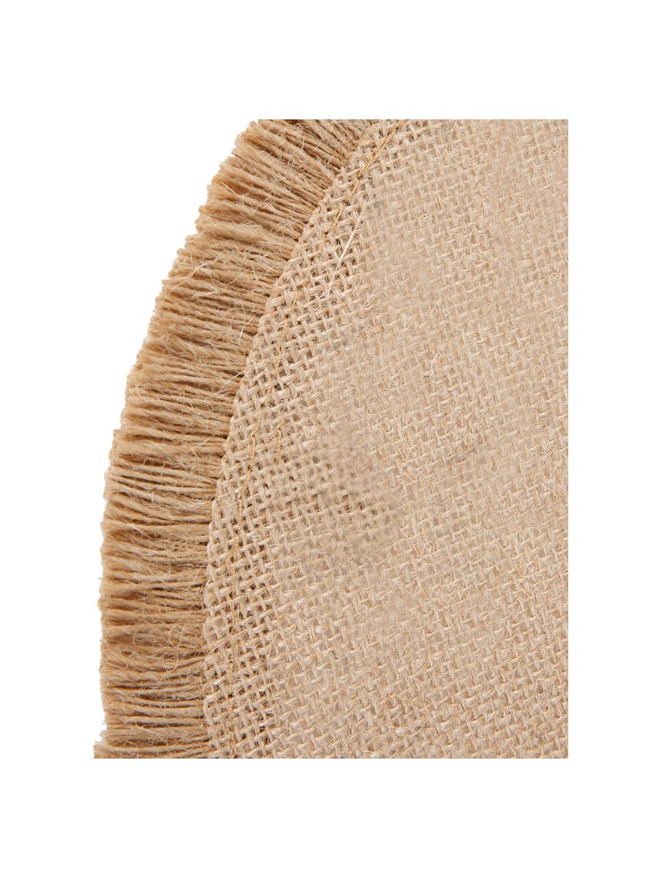 Runde Jute-Tischsets Solor, 4 Stück, Jute, Beige, Ø 38 cm