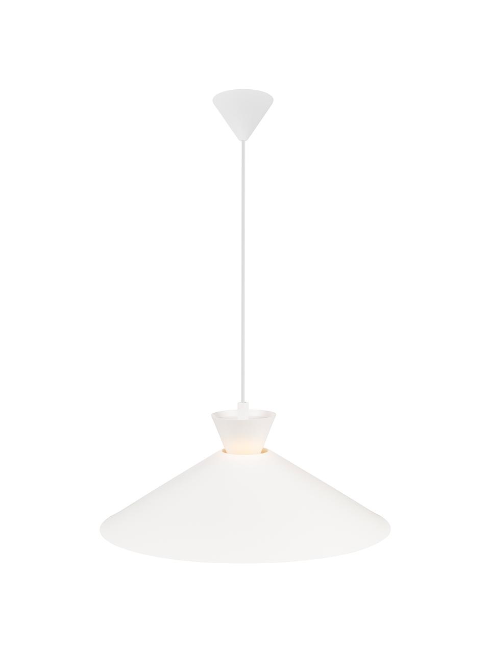 Lampada a sospensione Dial, Paralume: metallo rivestito, Baldacchino: metallo rivestito, Bianco, Ø 45 x Alt. 18 cm