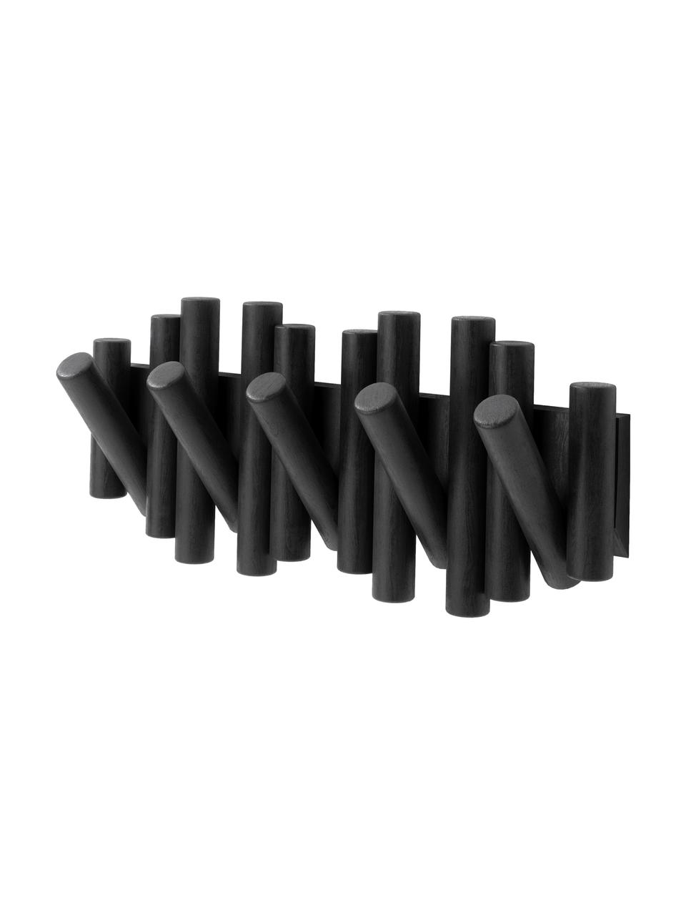 Porte-manteau en bois de pin Picket, Bois de pin, Noir, larg. 38 x haut. 17 cm