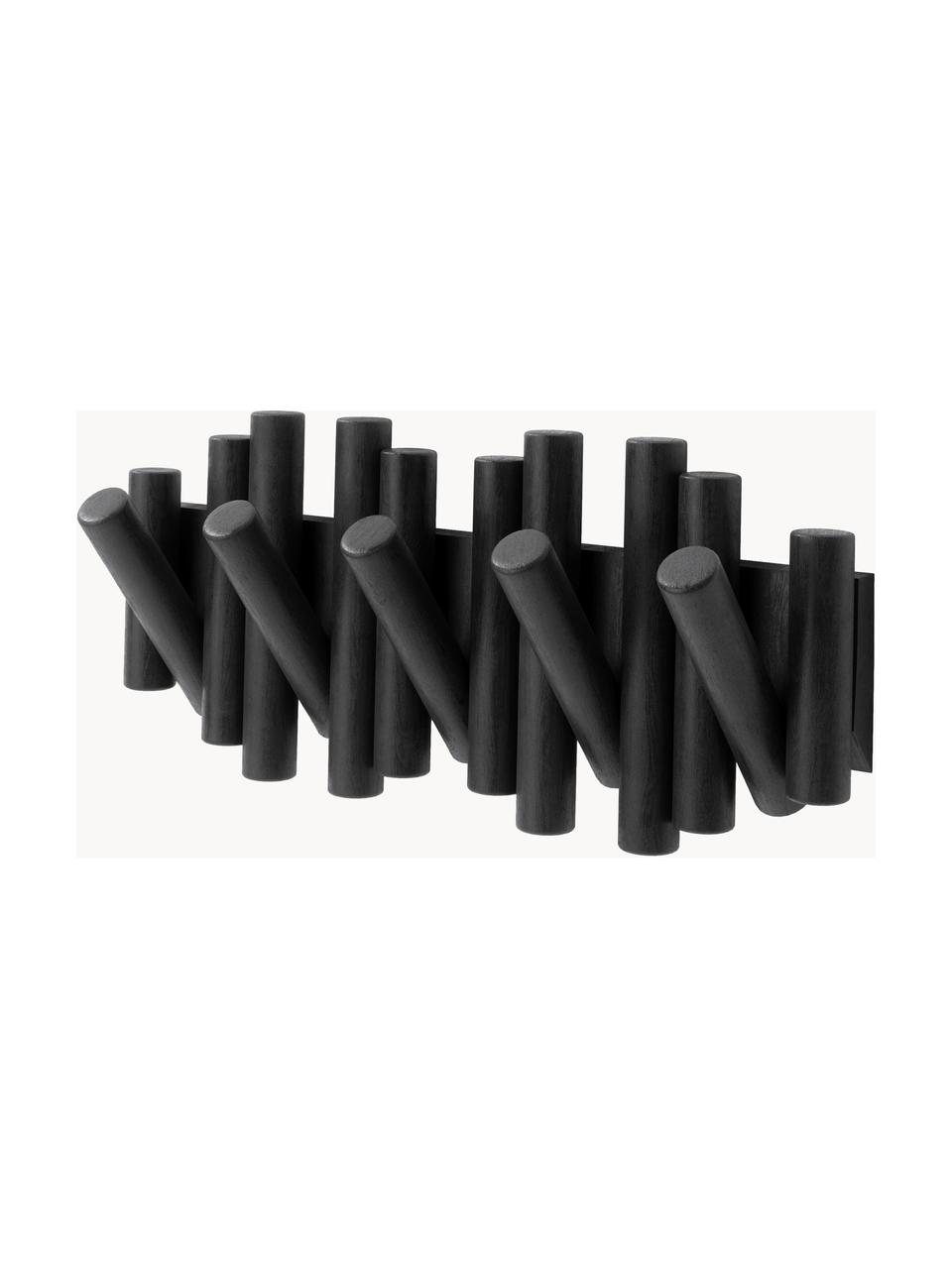 Porte-manteau Picket, Bois de pin, Noir, larg. 38 x haut. 17 cm