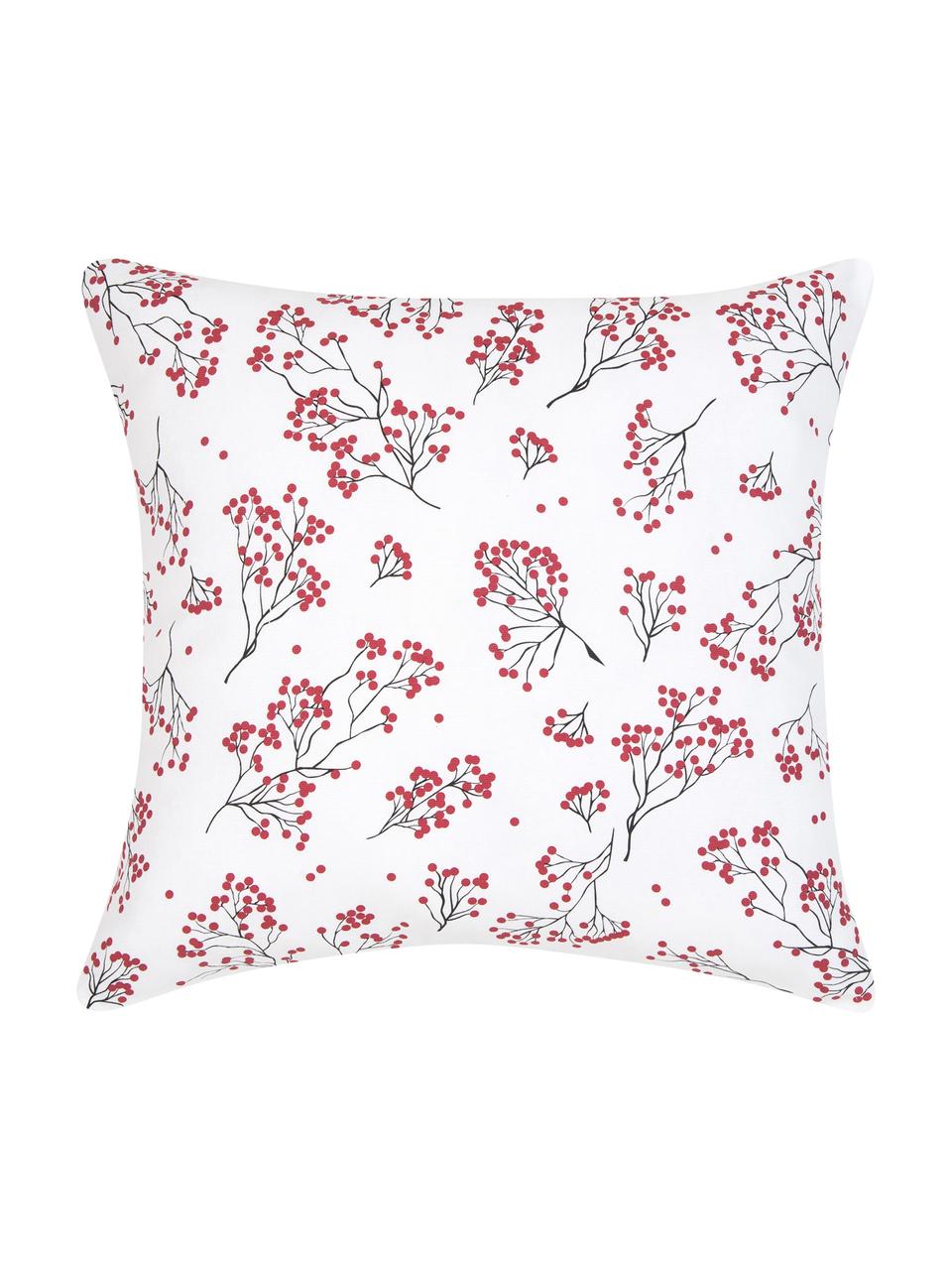 Kussenhoezen Joy met winterprints, 2-delig, Katoen, Rood, wit, zwart, B 40 x L 40 cm