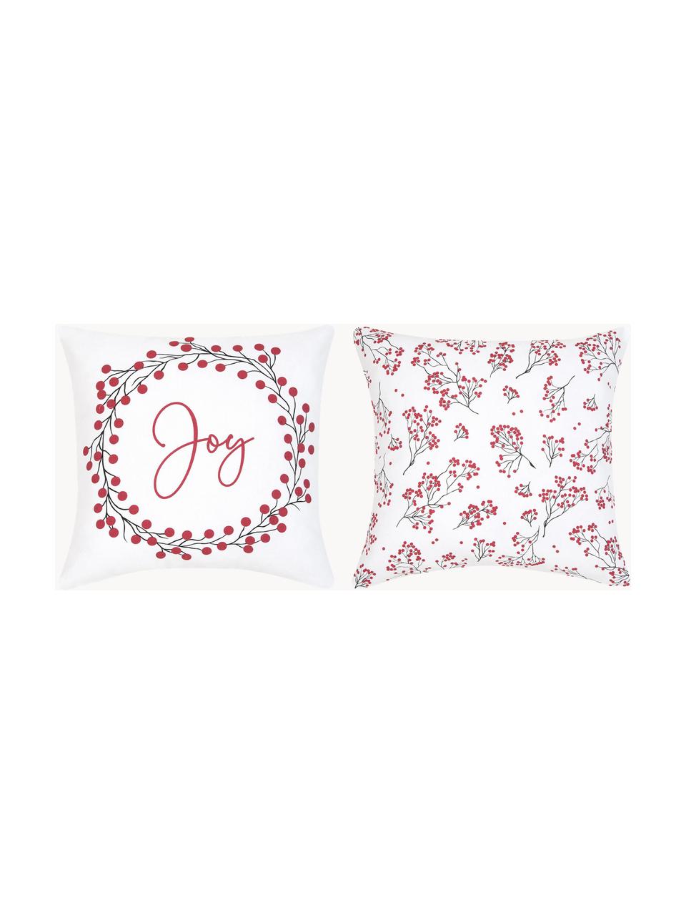Housses de coussin 40x40 Joy, 2 élém., Coton, Rouge, blanc, noir, larg. 40 x long. 40 cm