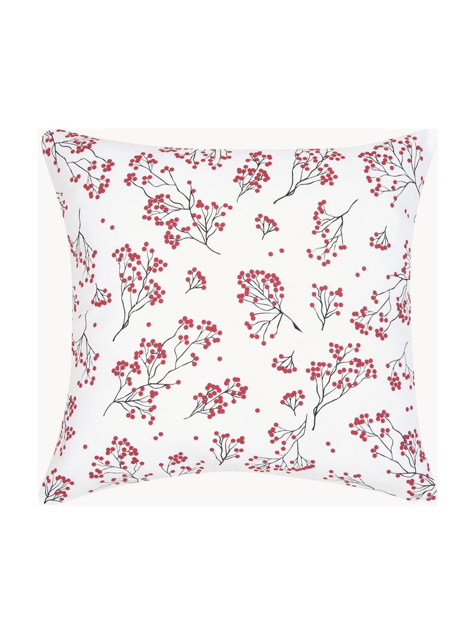 Funda de almohada de percal a cuadros Juna, 100% algodón, Rojo, blanco, negro, An 40 x L 40 cm