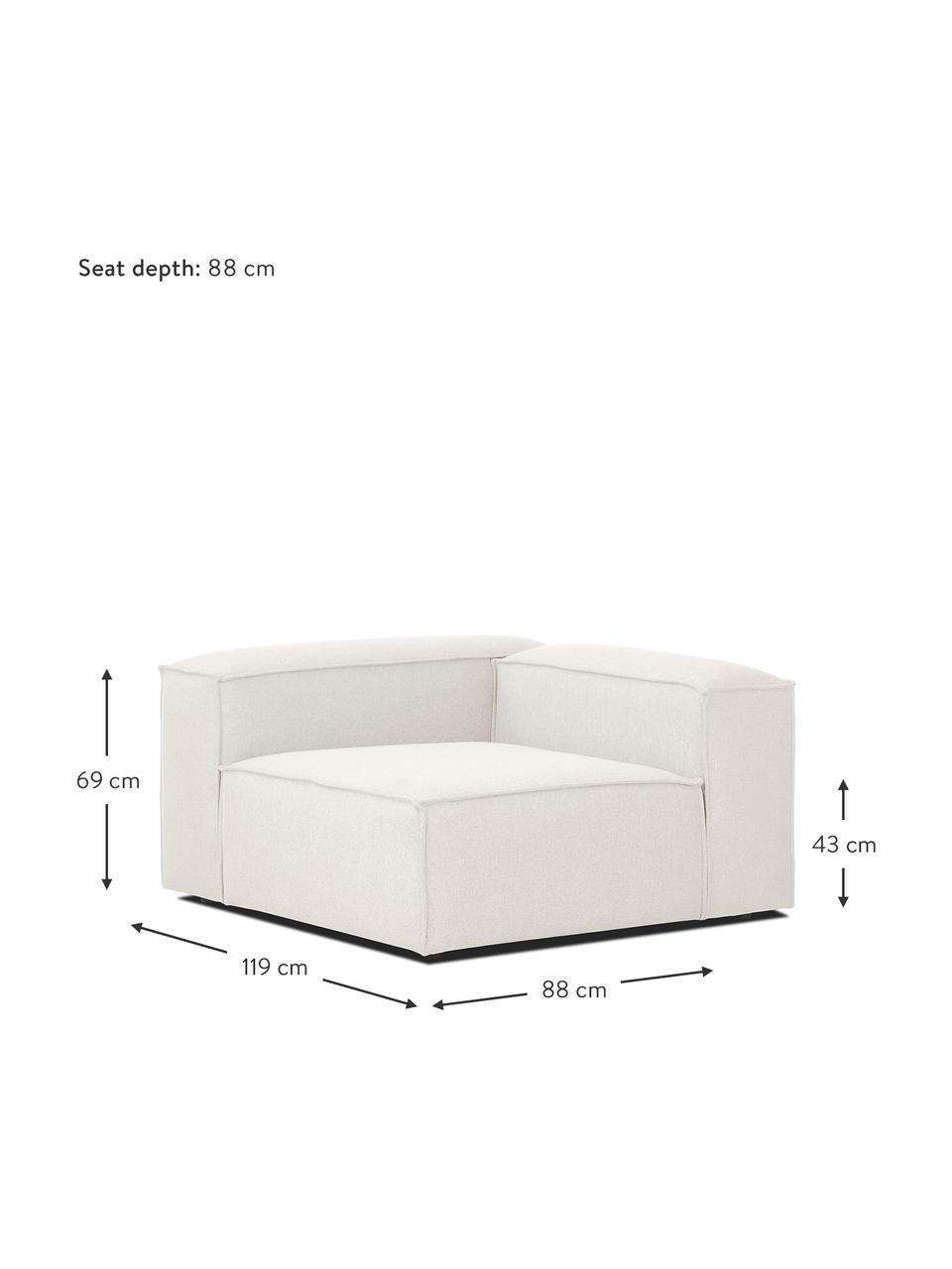 Modulo angolare Lennon, Rivestimento: 100% poliestere Con 115.0, Struttura: legno di pino massiccio, , Piedini: plastica, Tessuto beige, Larg. 119 x Prof. 119 cm, angolo a sinistra
