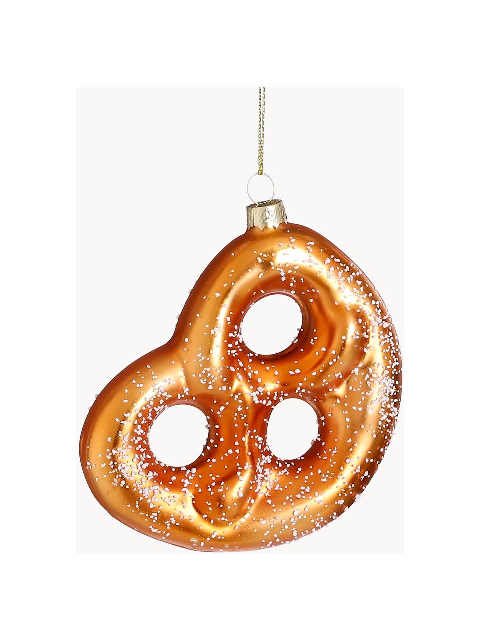 Baumanhänger Pretzel, Glas, Braun, Weiß, B 11 x H 11 cm