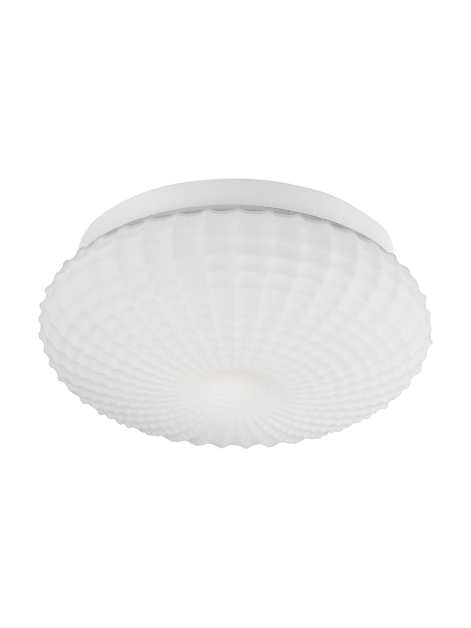 Lampa sufitowa ze szkła Clam, Biały, Ø 30 x W 12 cm