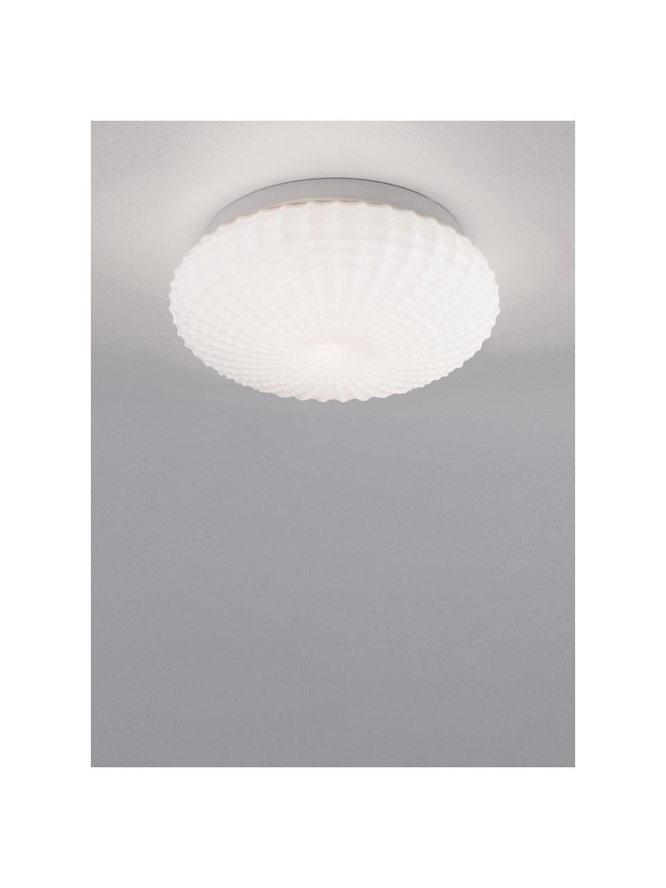 Lampa sufitowa ze szkła Clam, Biały, Ø 30 x W 12 cm