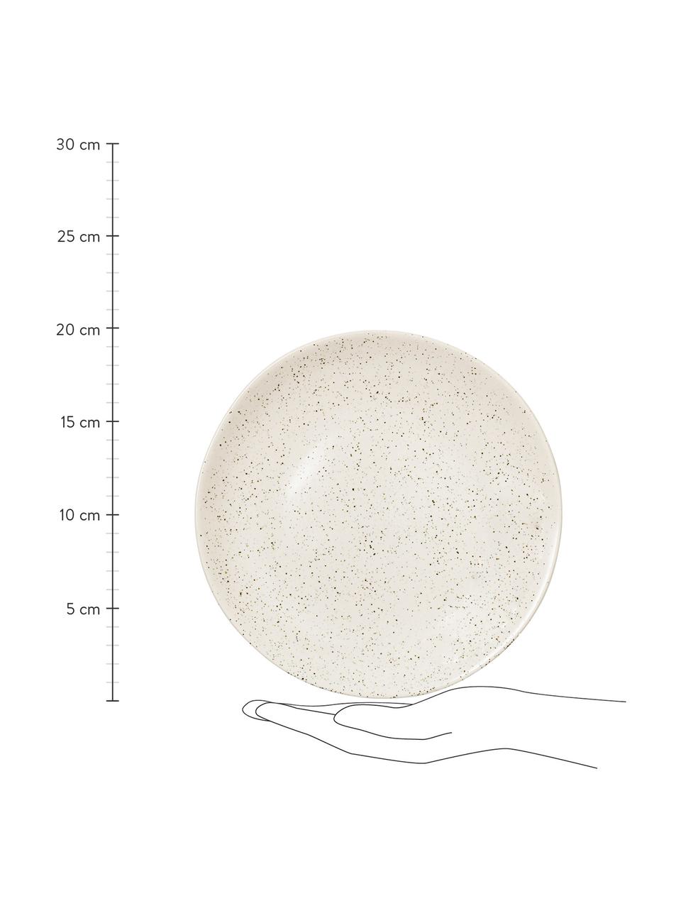Assiettes à dessert rustiques faites main Nordic Vanilla, 4 pièces, Grès cérame, Blanc crème, moucheté, Ø 20 cm