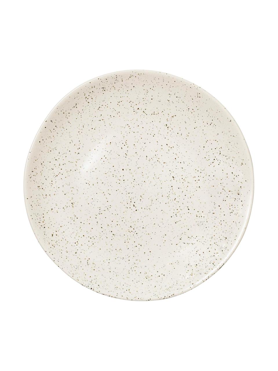 Assiettes à dessert rustiques faites main Nordic Vanilla, 4 pièces, Grès cérame, Blanc crème, moucheté, Ø 20 cm