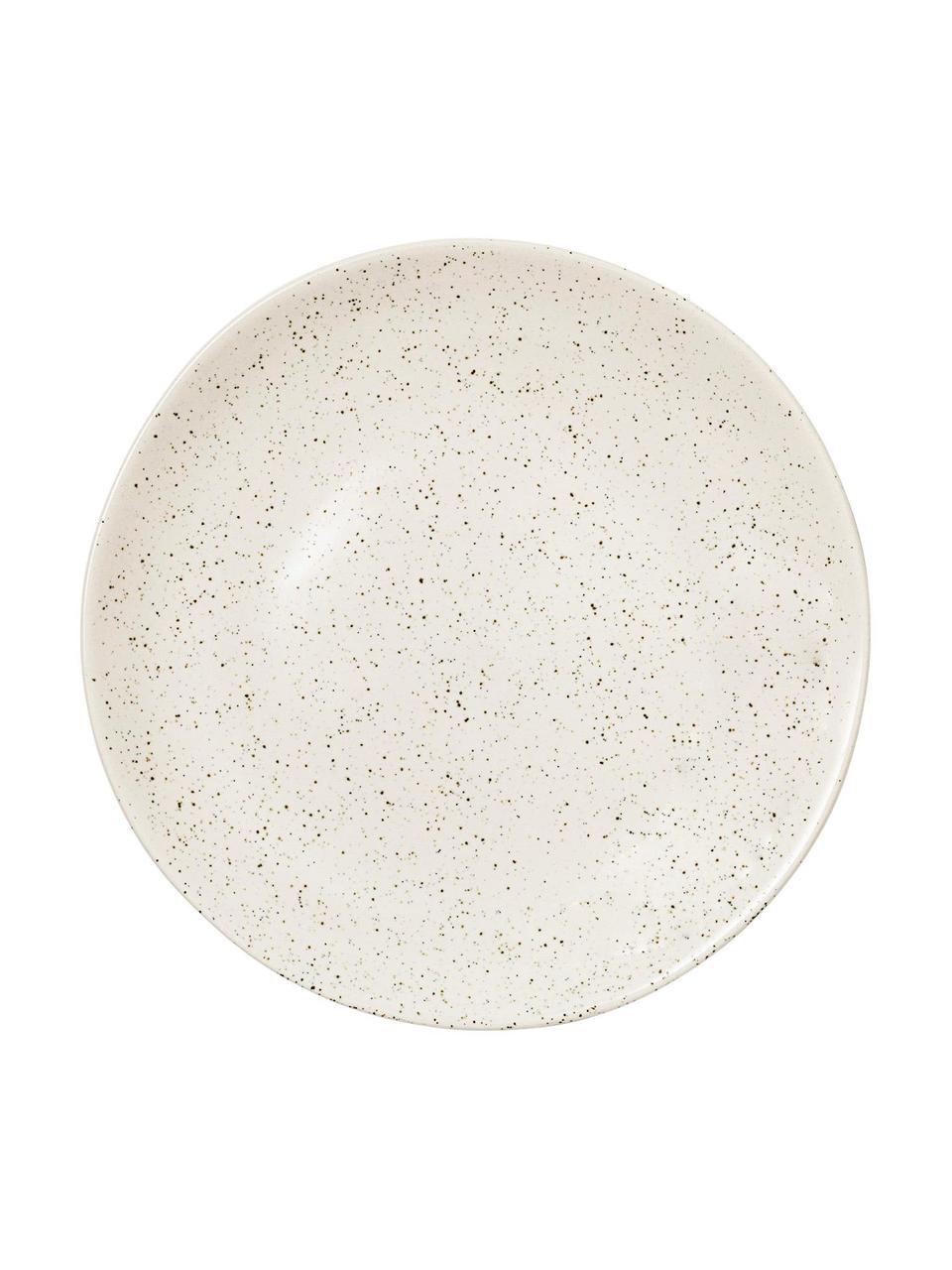 Ručně vyrobené snídaňové talíře Nordic Vanilla, 4 ks, Kamenina, Krémově bílá, tečky, Ø 20 cm