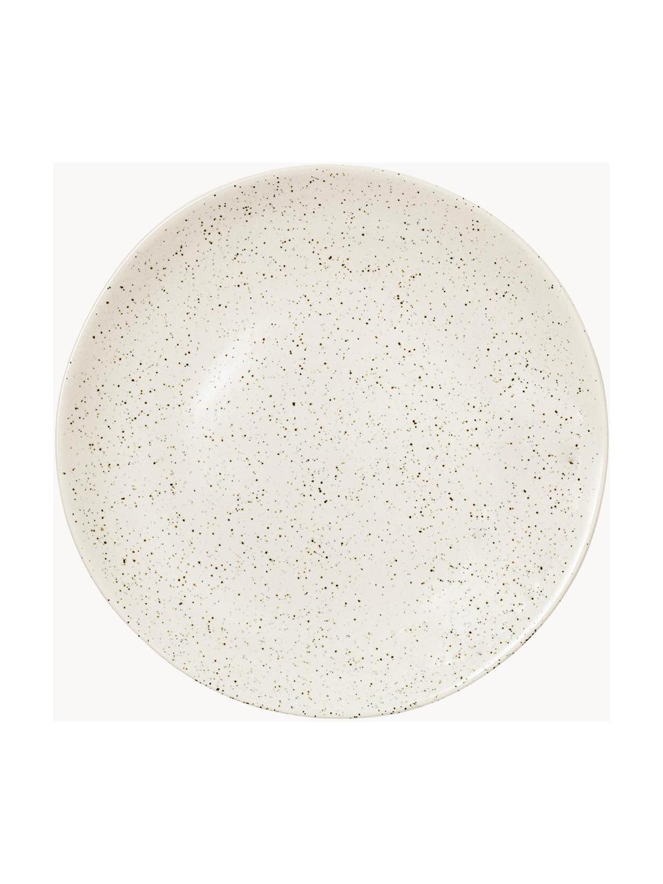 Platos postre artesanales Nordic Vanilla, 4 uds., Gres, Off White jaspeado, Ø 20 cm