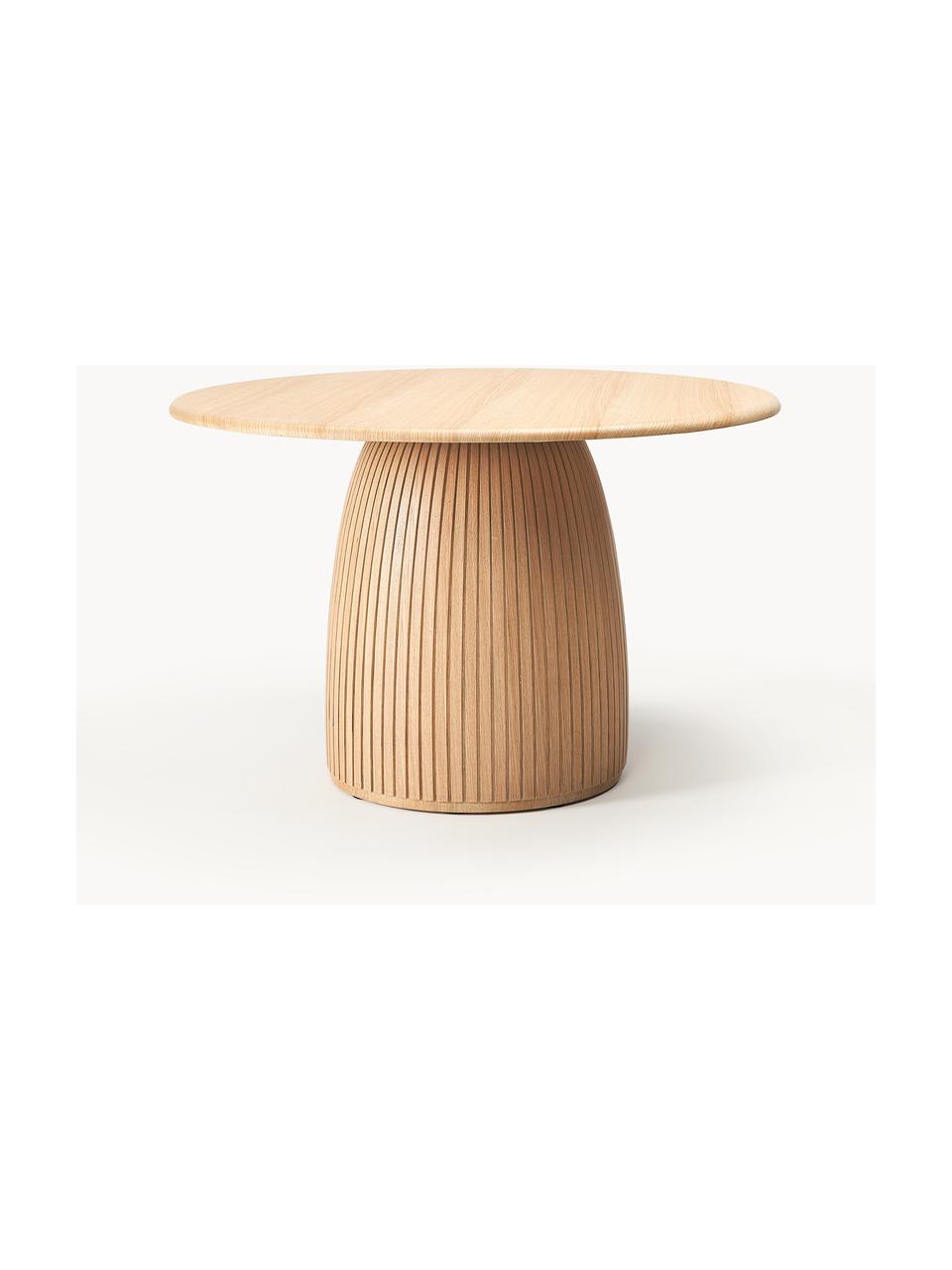 Kulatý jídelní stůl s drážkovanou strukturou Nelly, různé velikosti, Dubová dýha, s MDF deska (dřevovláknitá deska střední hustoty), certifikace FSC, Dubové dřevo, Ø 140 cm