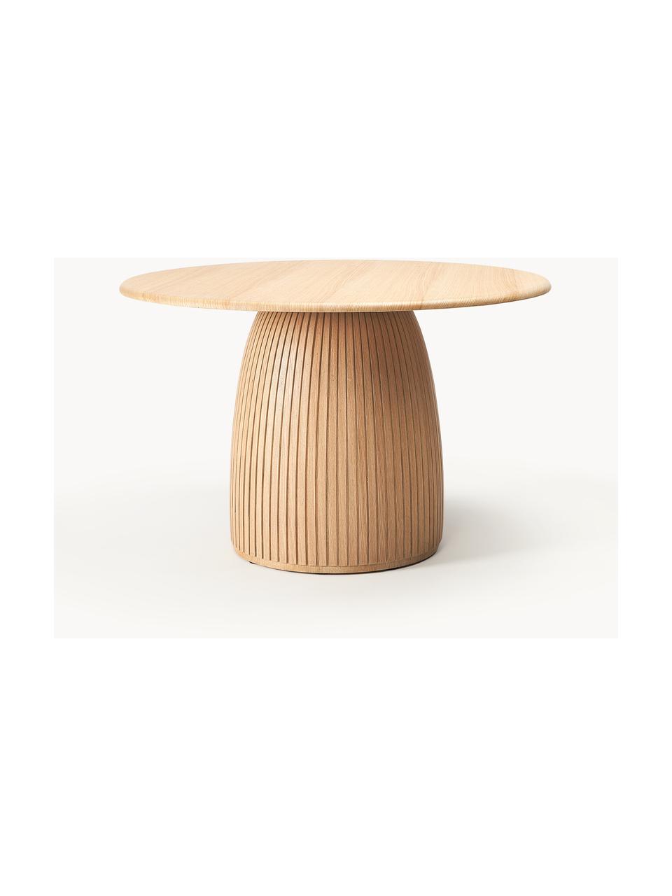 Mesa de comedor redonda en roble Nelly, tamaños diferentes, Chapa de roble, con tablero de fibras de densidad media (MDF) con certificado FSC, Madera de roble, Ø 140 cm