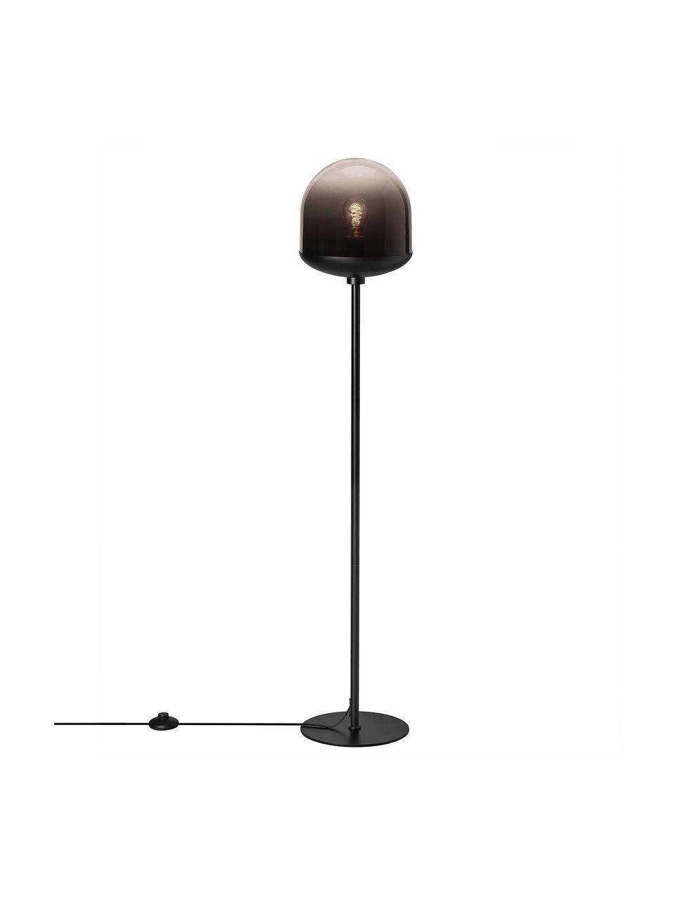 Kleine Stehlampe Magia aus Glas, Lampenschirm: Glas, Lampenfuß: Metall, beschichtet, Schwarz, Ø 25 x H 131 cm