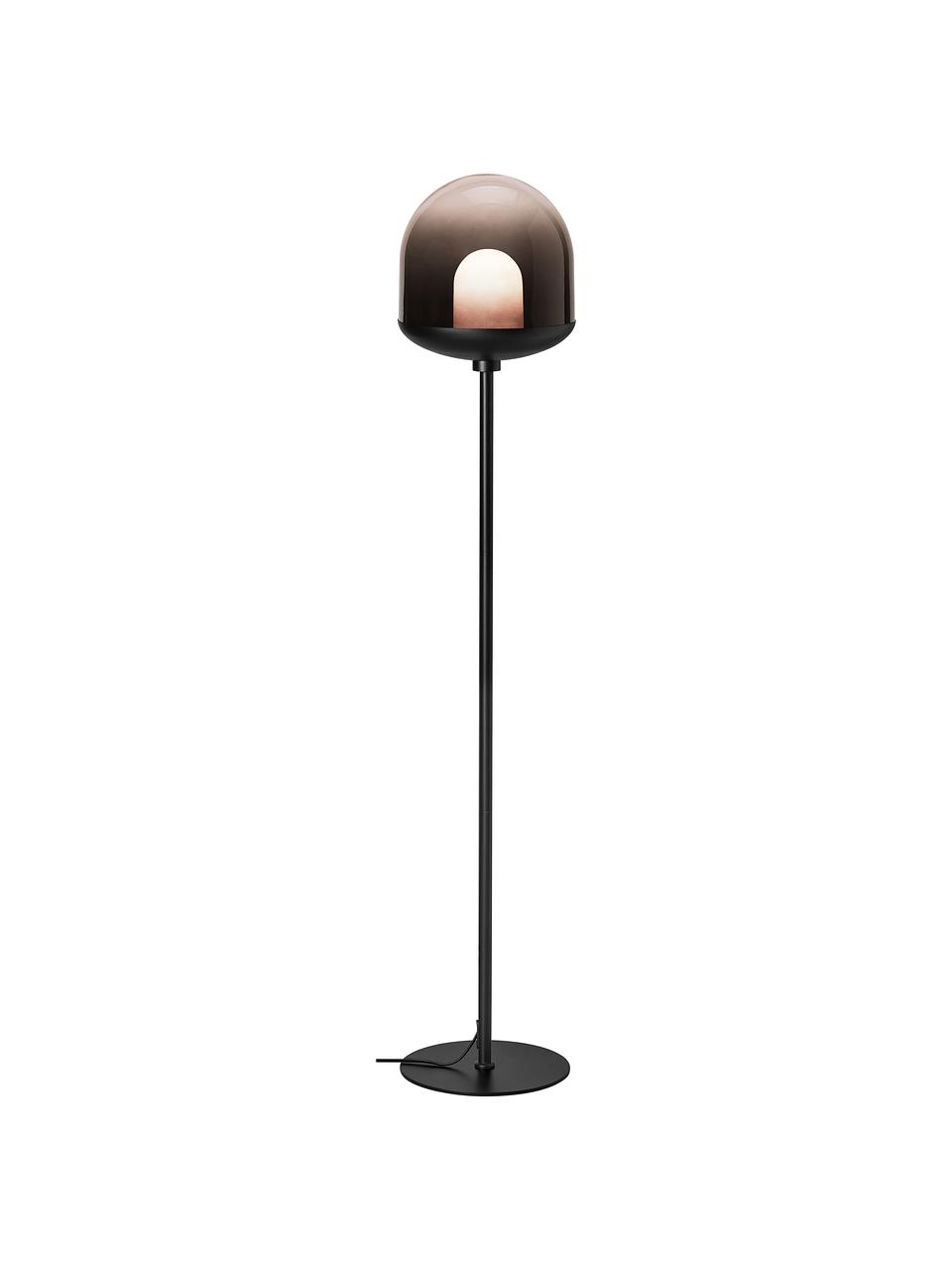 Kleine Stehlampe Magia aus Glas, Lampenschirm: Glas, Lampenfuß: Metall, beschichtet, Schwarz, Ø 25 x H 131 cm