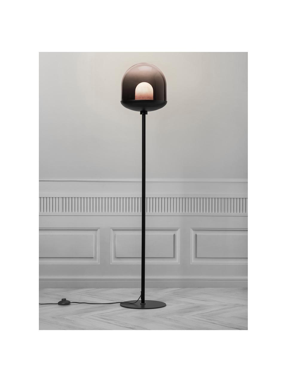 Lampada da terra in vetro Magia, Paralume: vetro, Base della lampada: metallo rivestito, Nero, Ø 25 x Alt. 131 cm