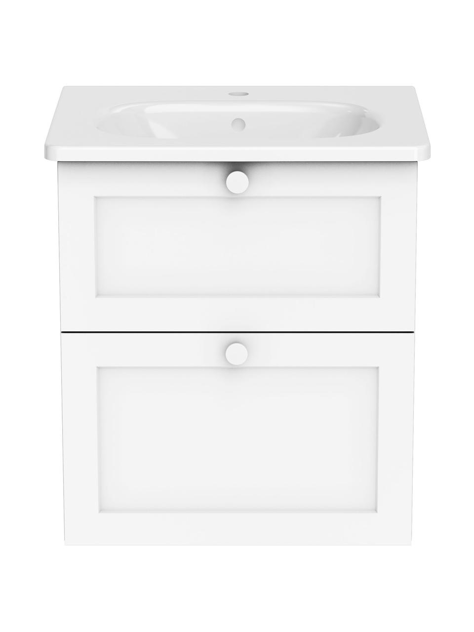 Waschtisch mit Unterschrank Rafaella mit matter Oberfläche, Griffe: Aluminium, beschichtet, Weiß, B 60 x H 67 cm