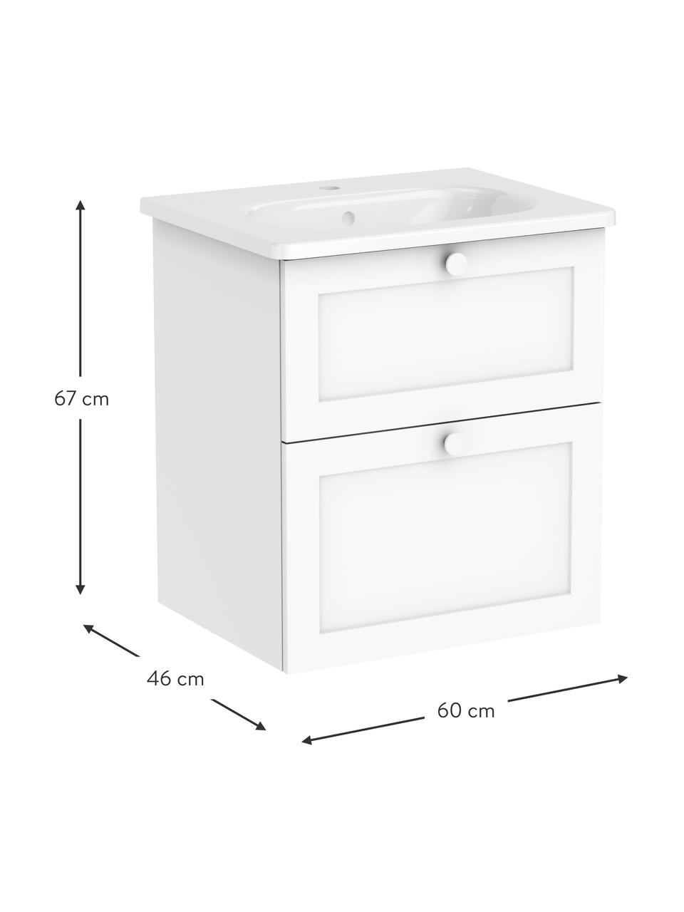 Waschtisch mit Unterschrank Rafaella mit matter Oberfläche, Griffe: Aluminium, beschichtet, Weiß, B 60 x H 67 cm