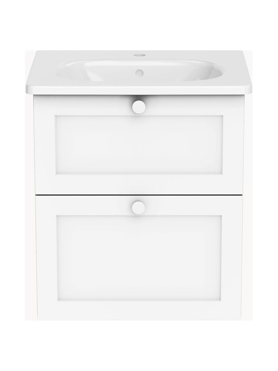 Lavabo con mobiletto con finitura opaca Rafaella, Manico: alluminio rivestito, Bianco, Larg. 60 x Alt. 67 cm