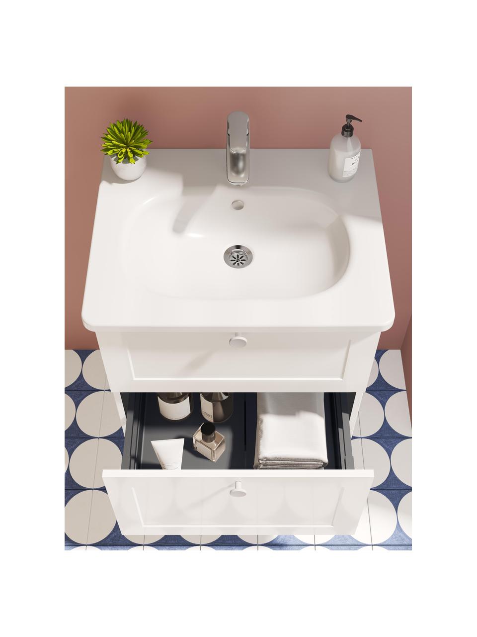 Koupelnová skříňka s umyvadlem a matným povrchem Rafaella, Bílá, Š 60 cm, V 67 cm