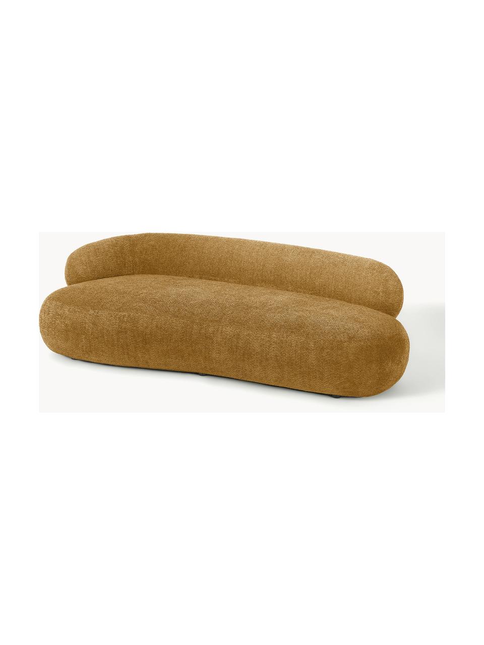 Sofa Alba (3-Sitzer) aus Teddy-Bouclé, Bezug: 100 % Polyester Der strap, Gestell: Massives Fichtenholz, Kie, Füße: Kunststoff Dieses Produkt, Teddy-Bouclé Ocker, B 235 x T 114 cm, Rückenlehne rechts