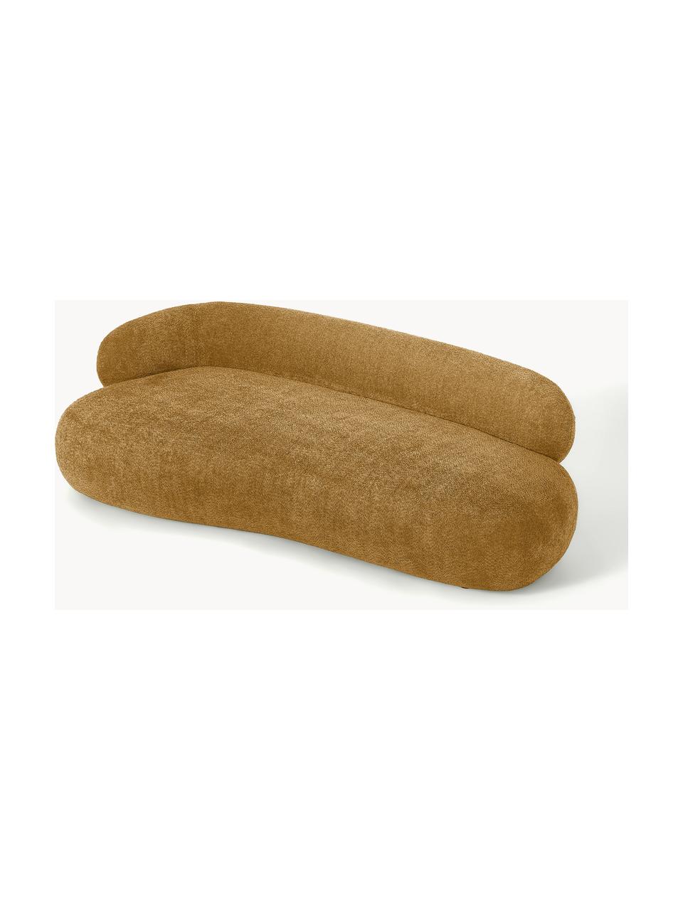 Sofa Alba (3-Sitzer) aus Teddy-Bouclé, Bezug: 100 % Polyester Der strap, Gestell: Massives Fichtenholz, Kie, Teddy-Bouclé Ocker, B 235 x T 114 cm, Rückenlehne links