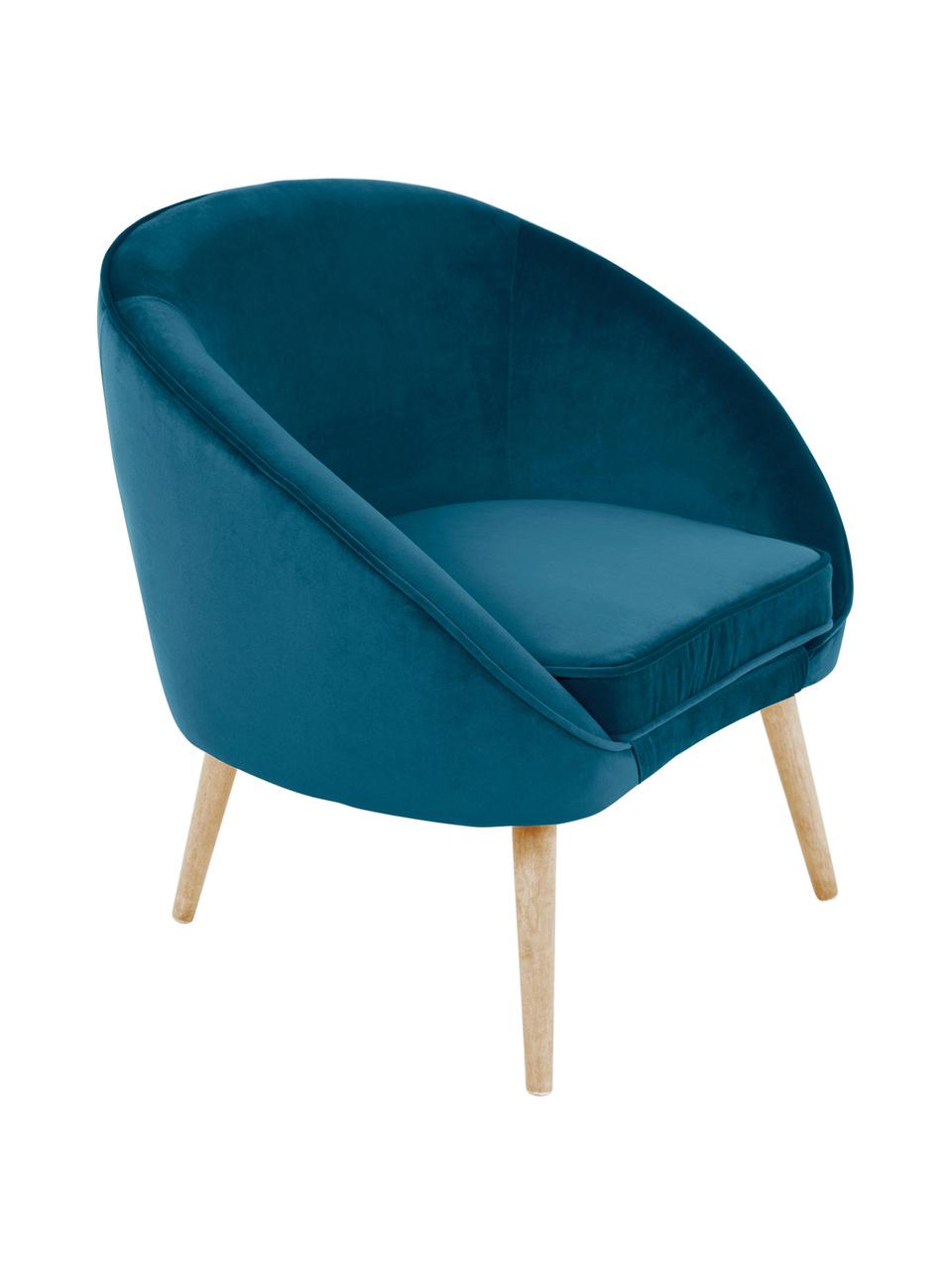 Fauteuil cocktail en velours Safir, Peluche blanc crème