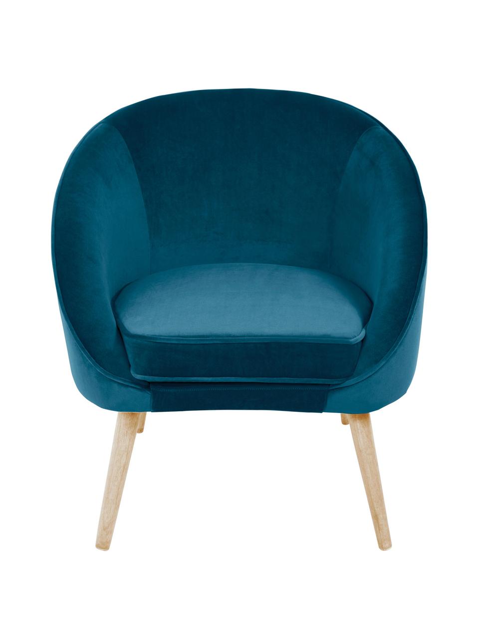 Fluwelen fauteuil Safir, Bekleding: polyester fluweel, Frame: rubberhout, Poten: gebeitst walnoothout, Bekleding: polyurethaanschuim, Teddy crèmewit, B 75  x D 66 cm
