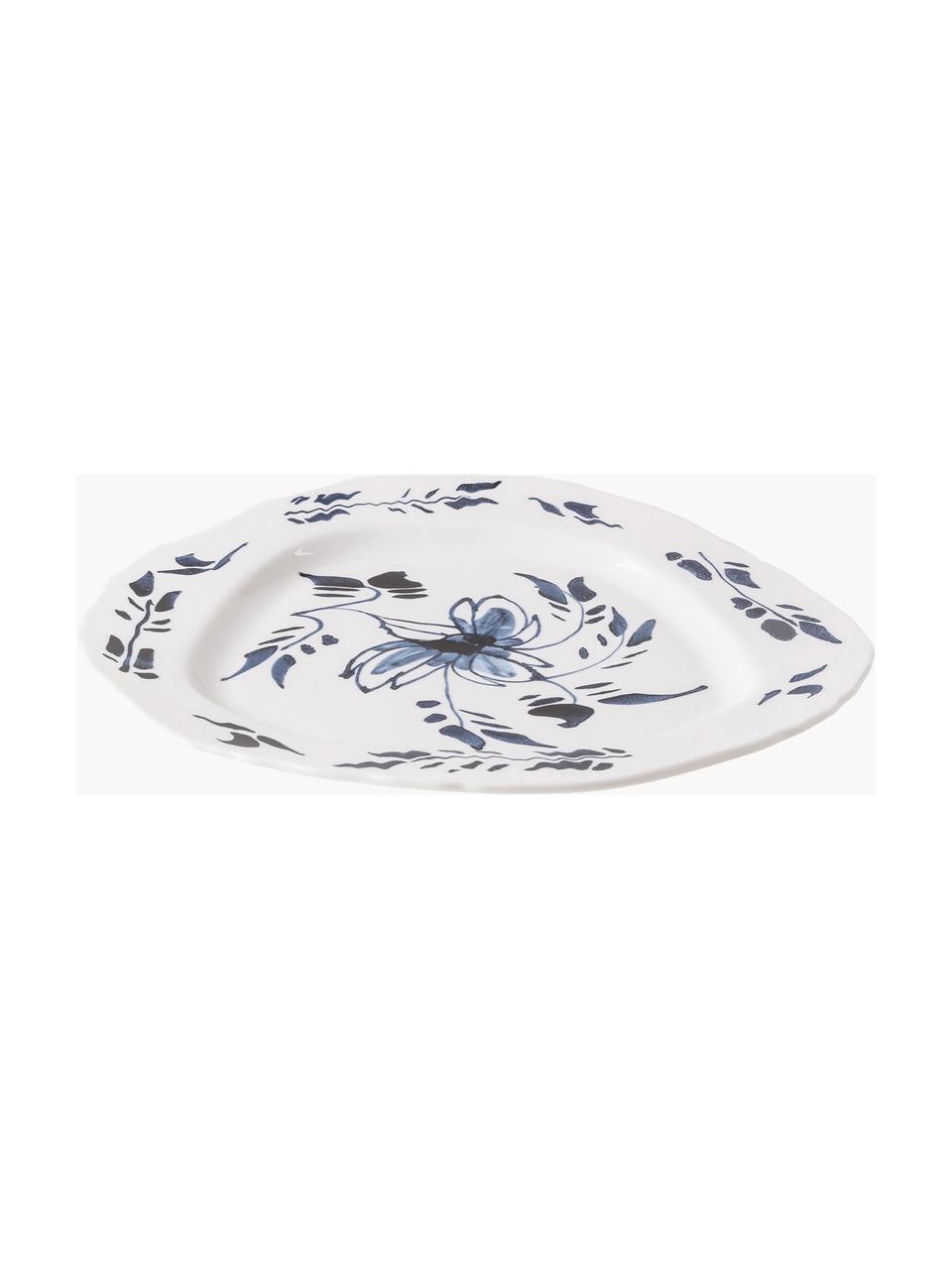 Assiette plate en porcelaine Classic On Acid, Porcelaine, Blanc, tons bleus, Ø 28 cm