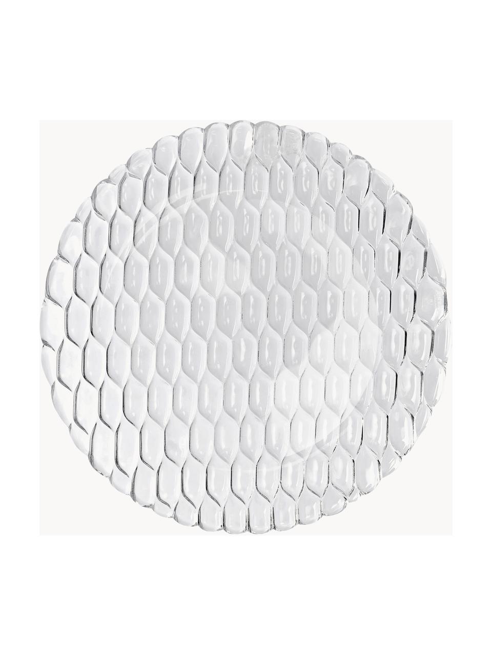 Platos llanos con relieves Jellies, 4 uds., Plástico, Transparente, Ø 27 cm