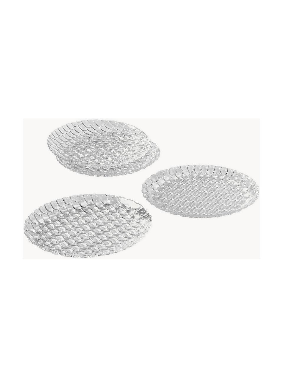 Mělké talíře se strukturálním vzorem Jellies, 4 ks, Umělá hmota, Transparentní, Ø 27 cm