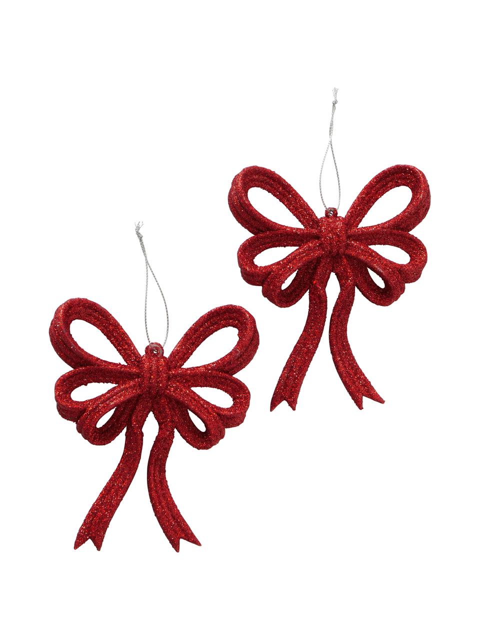Set 2 ciondoli di Natale Yva, Rosso, Larg. 11 x Alt. 14 cm