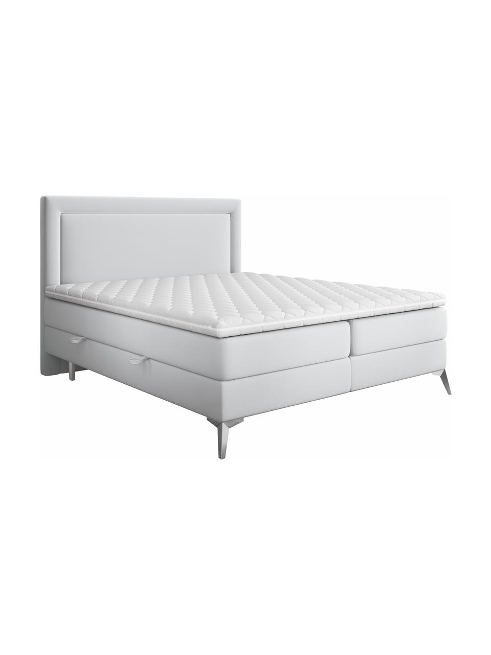 Sametová boxspring postel  s úložným prostorem Joy, Světle šedá, 140 x 200 cm, stupeň tvrdosti H2