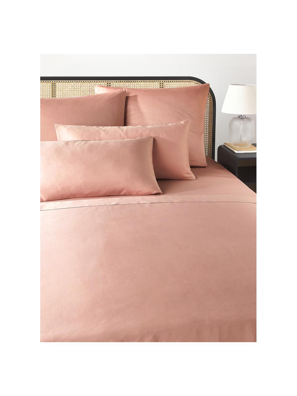 Drap plat en satin de coton Comfort, Vieux rose, larg. 240 x long. 280 cm