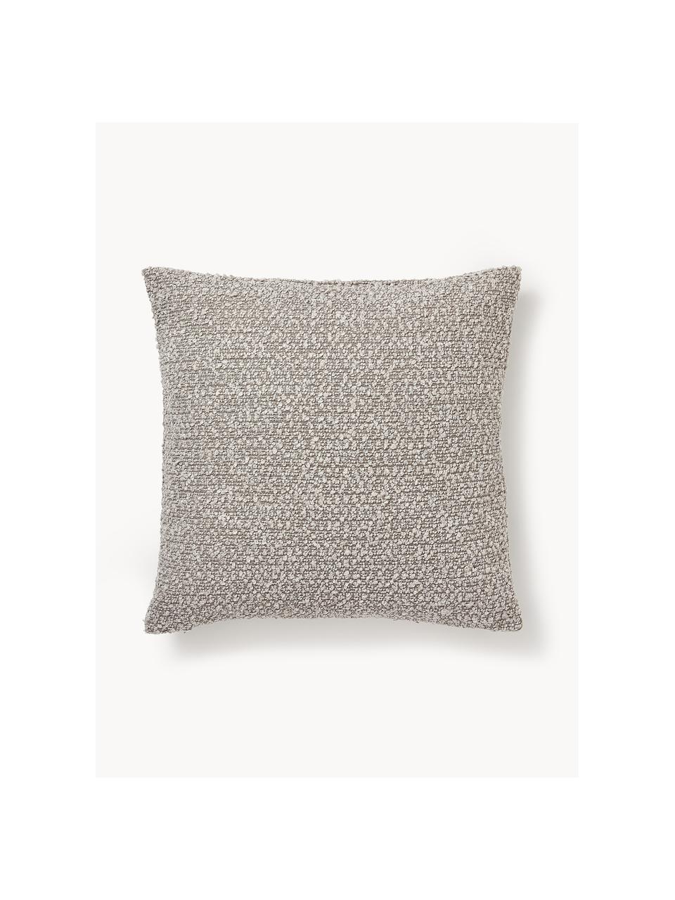 Housses de coussin en tissu bouclé Bellamie, 2 pièces, Tissu bouclé (95 % polyester, 5 % polyacrylique), En tissu bouclé grège, larg. 45 x long. 45 cm, 2 pièces